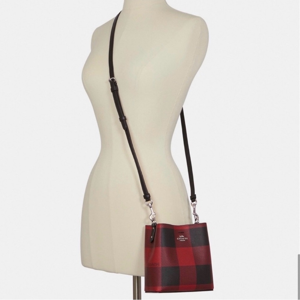 Coach Red and Black Checkered Crossbody Bag